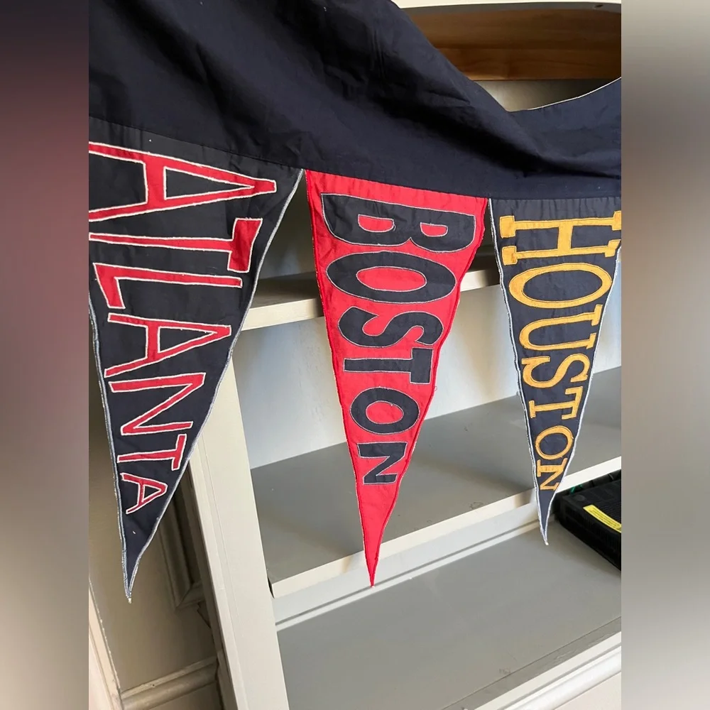 Vintage Pennant Window Valence Nursery Room Sports Theme Flag